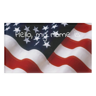 American flag wavy name tag