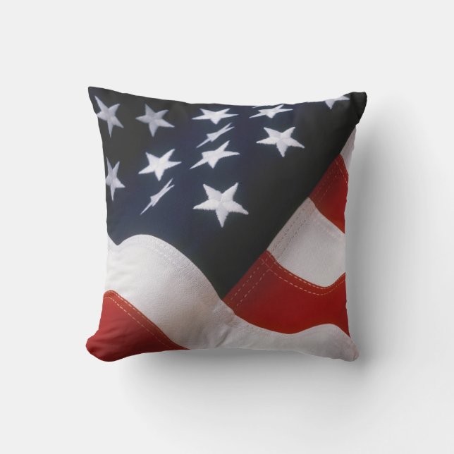 American flag wavy outdoor pillow (Front)