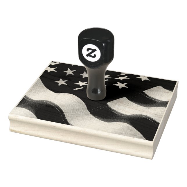 American flag wavy rubber stamp (Stamp)