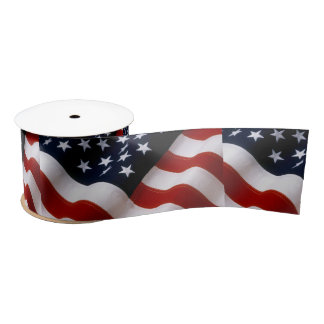American flag wavy satin ribbon
