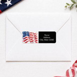 American Flag Wavy USA Patriotic Label