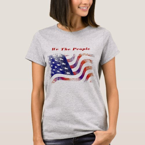 American Flag We The People Womens T_Shirt