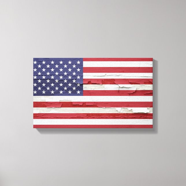 American Flag Weathered Paint Canvas Print (Front)