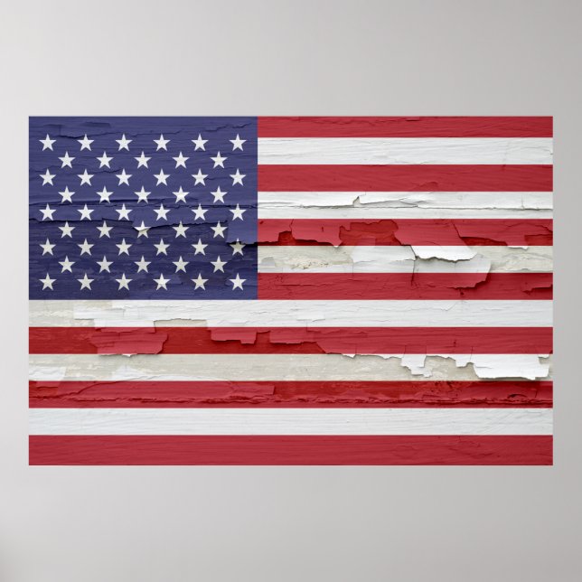 American Flag Weathered Paint Poster (Front)