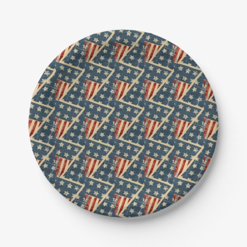American Flag Weathered Stars and Stripes Paper Plates