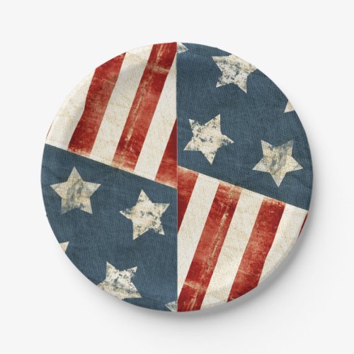 American Flag Weathered Stars and Stripes Vintage Paper Plates