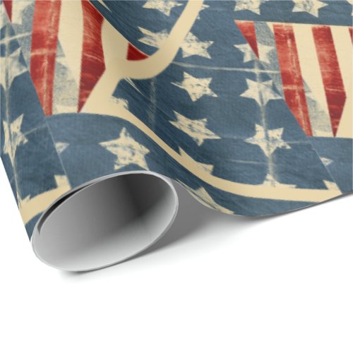 American Flag Weathered Stars and Stripes Wrapping Paper