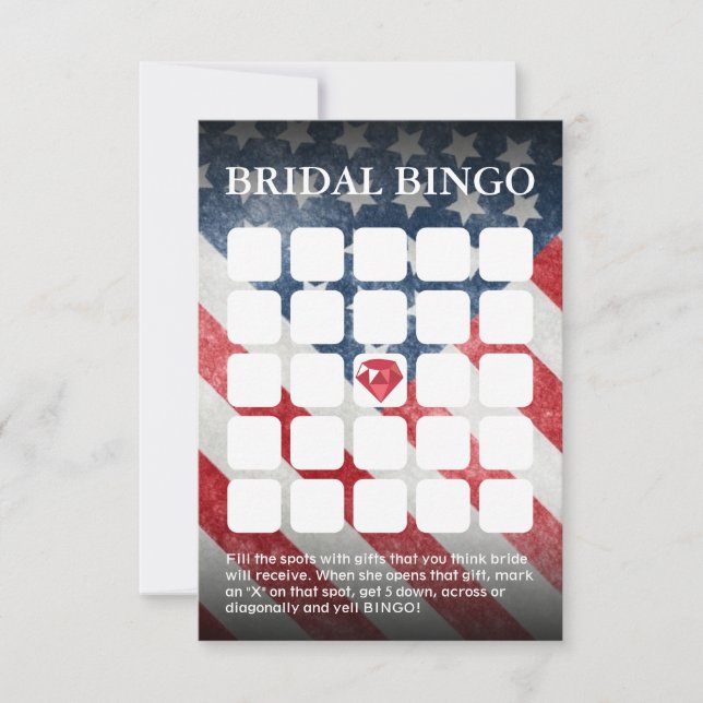 American Flag Wedding/Bridal Shower Bingo Cards (Front)
