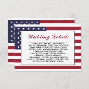 American Flag Wedding Detail Enclosure Card