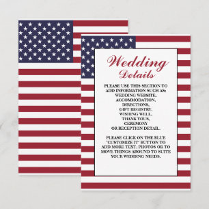 American Flag Wedding Detail Enclosure Card