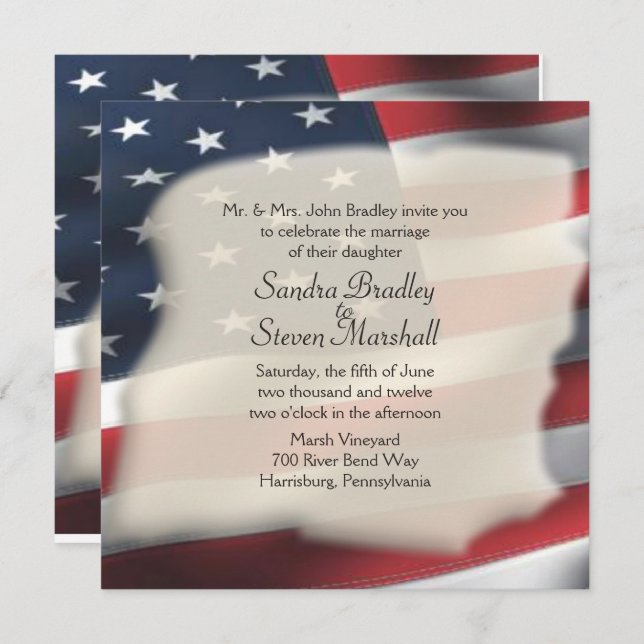 American Flag Wedding  Invitations (Front/Back)