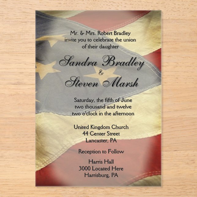 American Flag Wedding Invitations (Front)