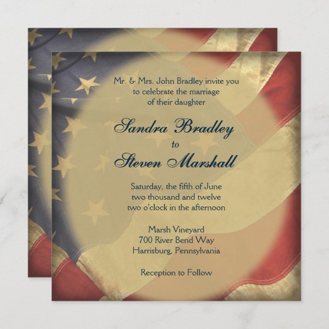 American Flag Wedding Invitations (Front/Back)