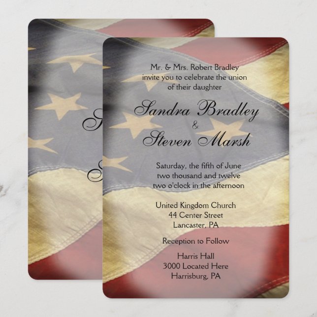 American Flag Wedding Invitations (Front/Back)