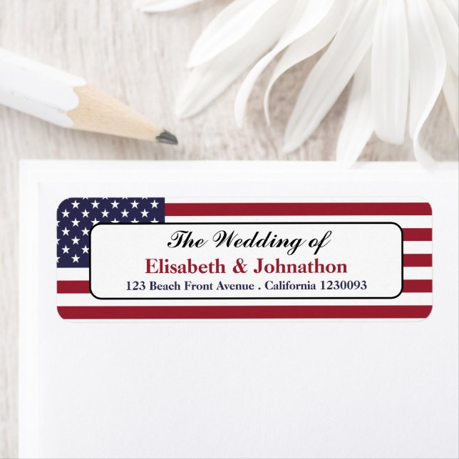 American Flag Wedding Label (Insitu)
