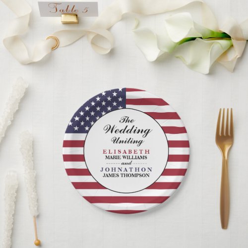 American Flag Wedding Paper Plates