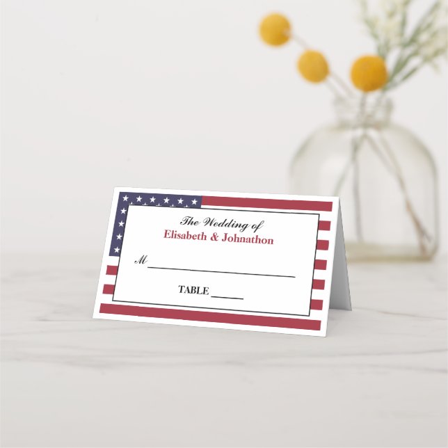 American Flag Wedding Place Card (Front)