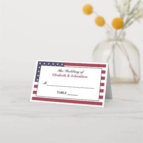 American Flag Wedding Place Card