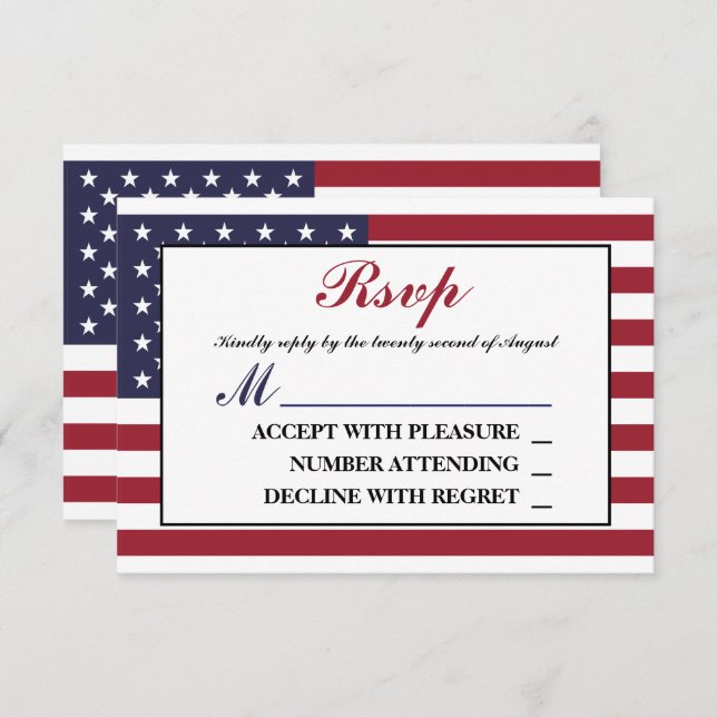 American Flag Wedding RSVP (Front/Back)