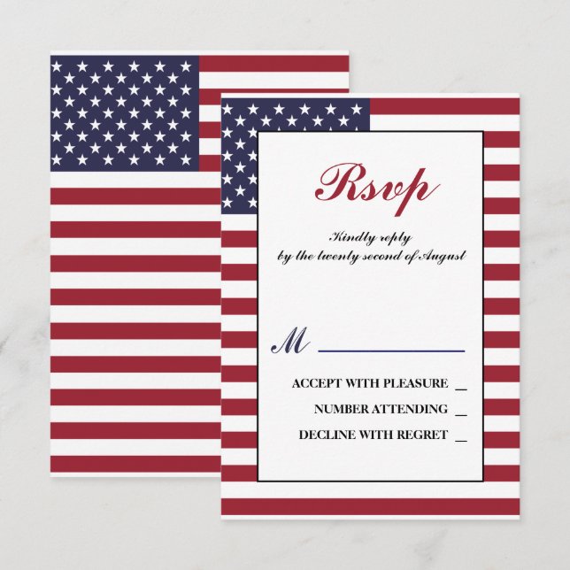 American Flag Wedding RSVP Card (Front/Back)
