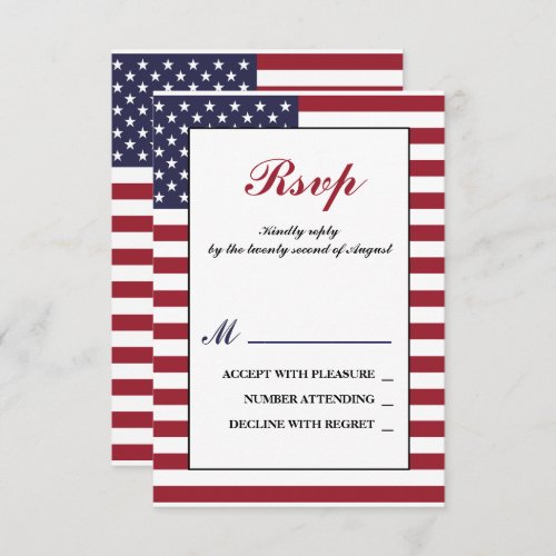 American Flag Wedding RSVP Card