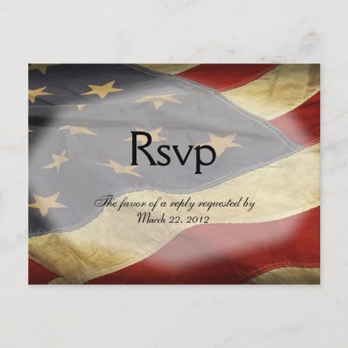 American Flag Wedding RSVP Dinner Choices Postcard