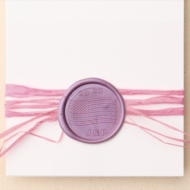 American Flag Wedding Seals, USA Anniversary  Wax Seal Sticker (Front)