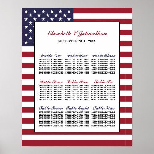 American Flag Wedding Seating Chart