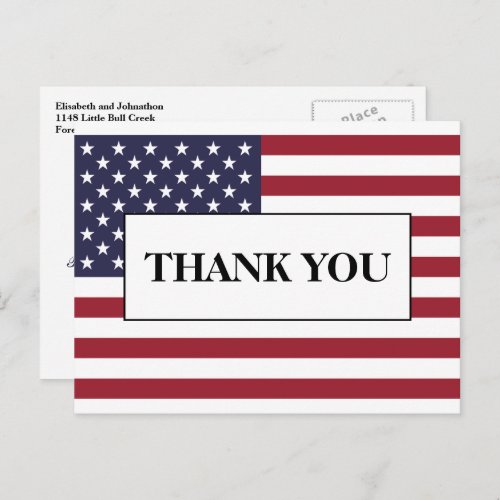 American Flag Wedding Thank You Announcement Postcard
