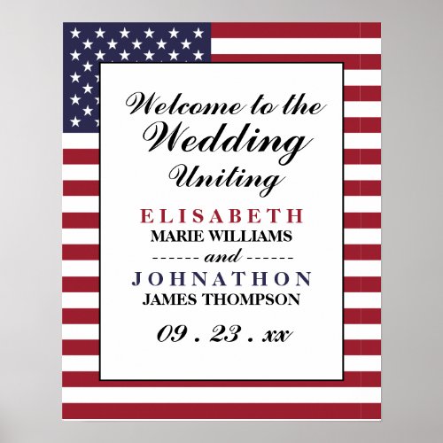 American Flag Wedding Welcome Poster