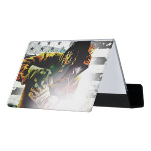 American Flag Welder Desk Business Card Holder