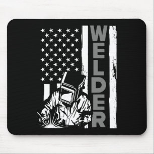 American Flag Welder Funny Usa 4th Of July Welding Mouse Pad