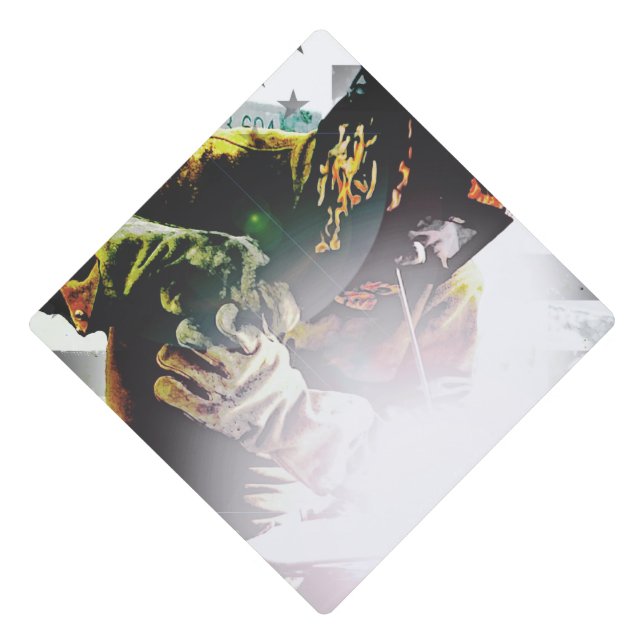 American Flag Welder Graduation Cap Topper (Front)