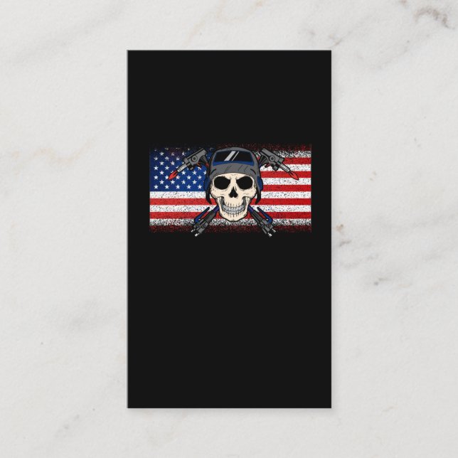 American Flag Welder Skull Metalworking USA Weld Business Card (Front)