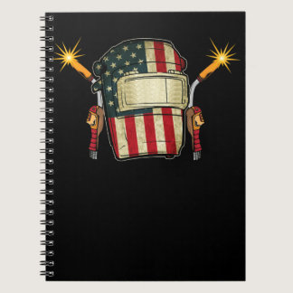 American Flag Welding Helmet Shape Cute Welder Notebook