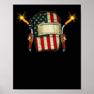American Flag Welding Helmet Shape Cute Welder Poster