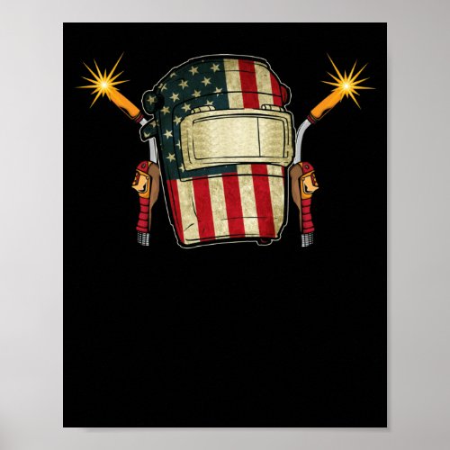 American Flag Welding Helmet Shape Cute Welder Poster