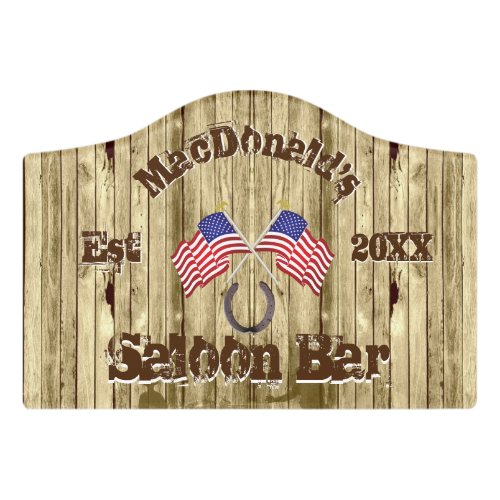 American flag western cowboy saloon bar door sign