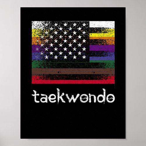 American Flag White Black Belt Colors Poster