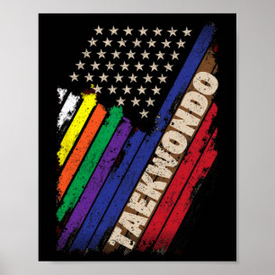American Flag White Black Belt Colors Taekwondo Ma Poster