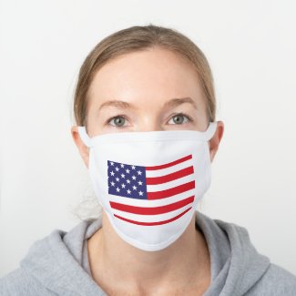 American Flag White Cotton Face Mask