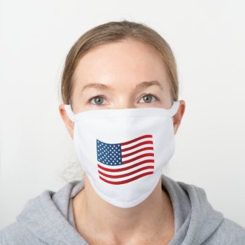 American Flag White Cotton Face Mask by nyxxie at Zazzle