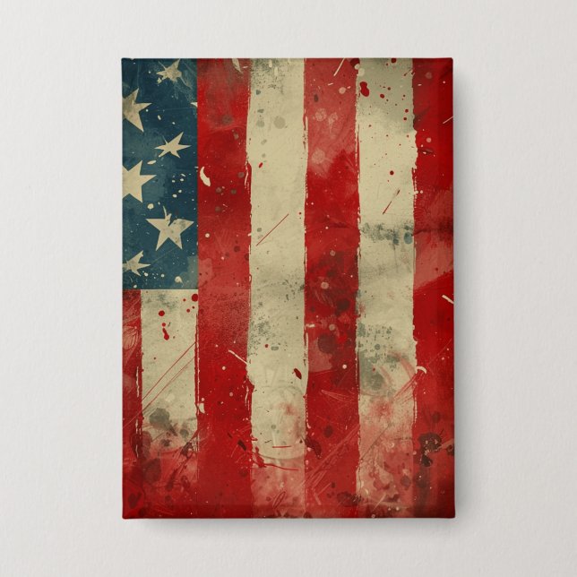 American Flag Wind Spinner Round Button (Front)