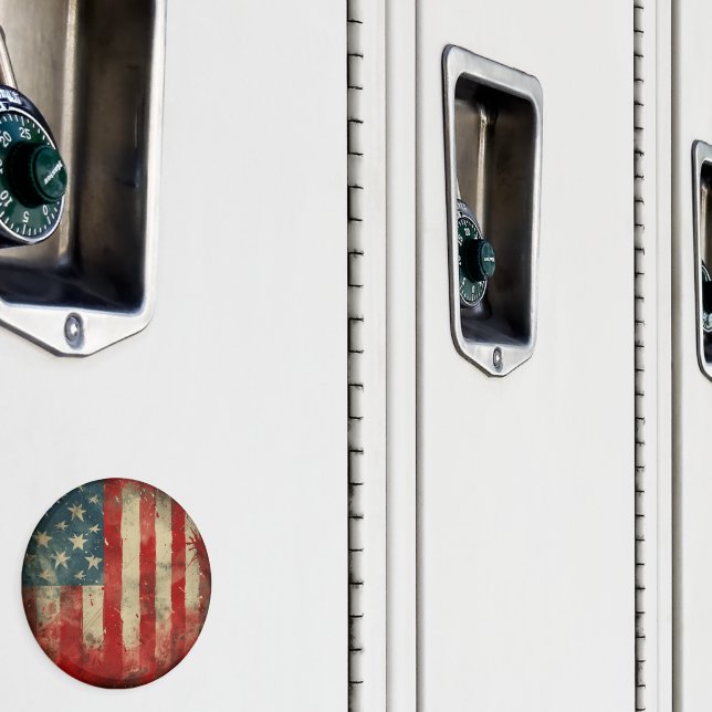 American Flag Wind Spinner Round Magnet (In Situ (Locker))