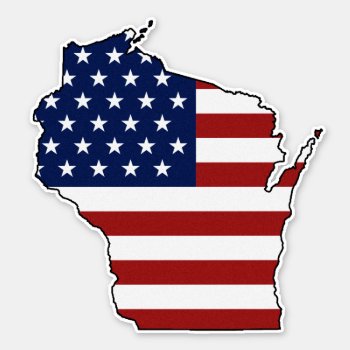 American Flag Wisconsin Sticker by ThinBlueLineDesign at Zazzle