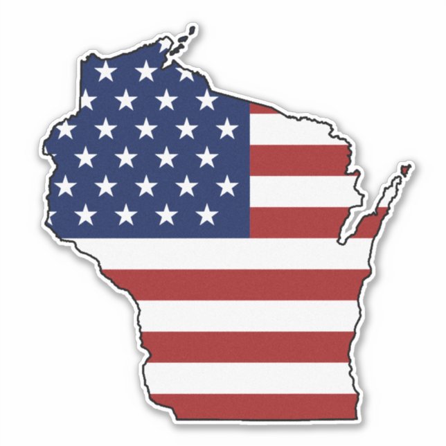 American Flag Wisconsin Sticker (Front)