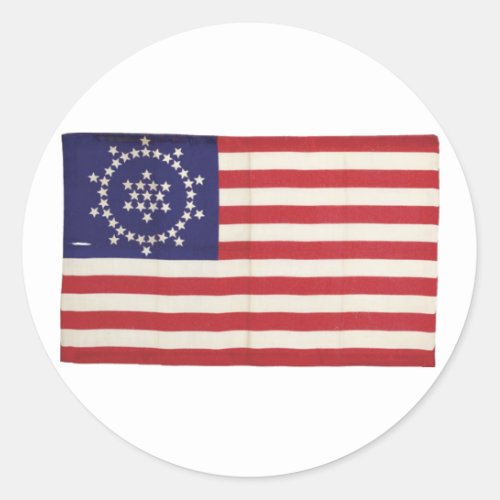 American Flag with 48 Stars Whipple Classic Round Sticker