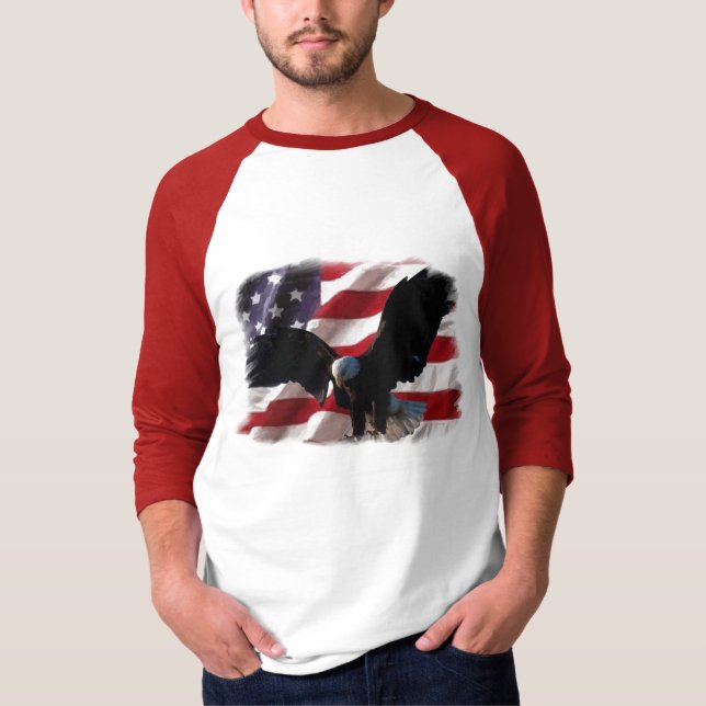American Flag with American Bald Eagle T-Shirt (Front)