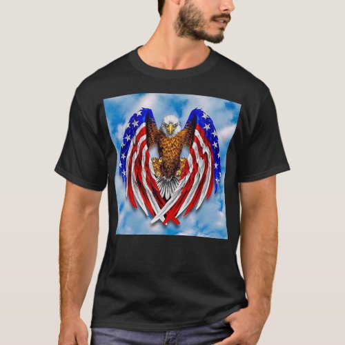 American Flag With American Eagle T_Shirt