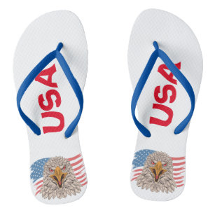 American Flag with An Eagle  Flip Flops